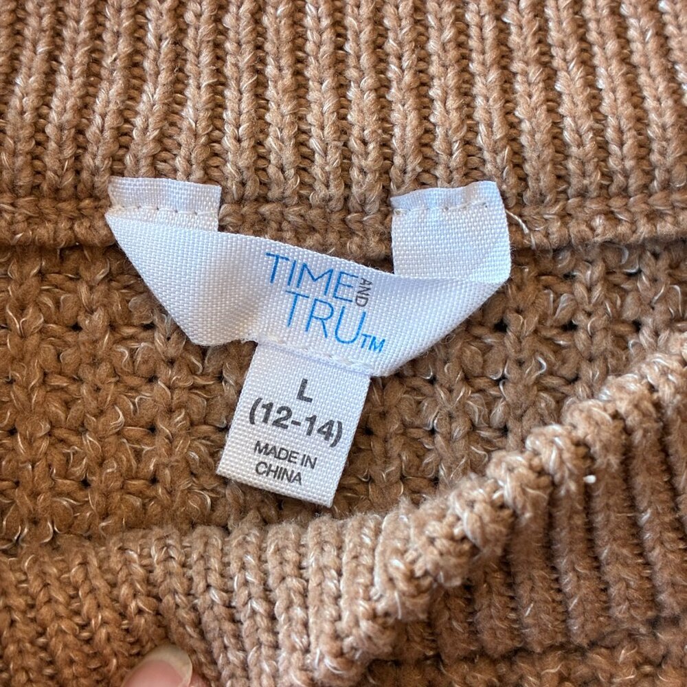 Time and Tru Waffle-Knit Crew Neck Long-Sleeve Sweater - Picture 3 of 8
